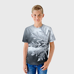 Футболка детская Снежинка на черно белое, цвет: 3D-принт — фото 2