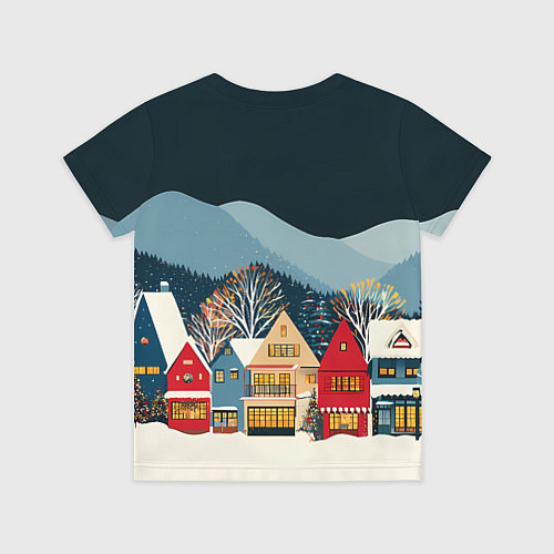 Детская футболка Новогодний городок в горах / 3D-принт – фото 2