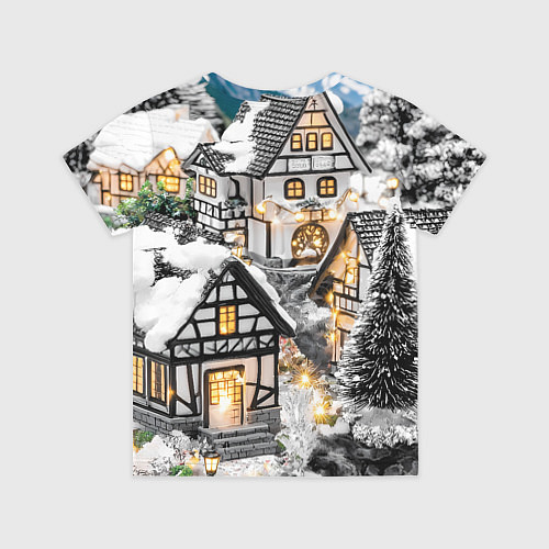 Детская футболка Объемные новогодние дома / 3D-принт – фото 2