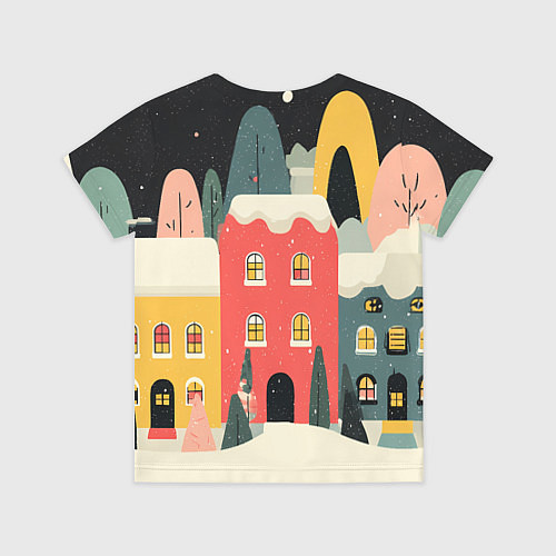 Детская футболка Разноцветные новогодние дома / 3D-принт – фото 2