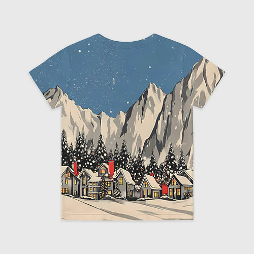 Детская футболка Небольшой новогодний город в горах / 3D-принт – фото 2