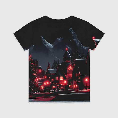 Детская футболка Новогодняя ночь и красные гирлянды / 3D-принт – фото 2