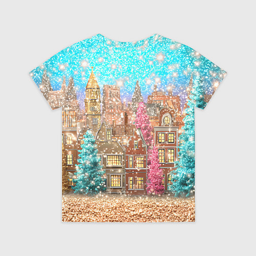 Детская футболка Новогодний город в блестках / 3D-принт – фото 2