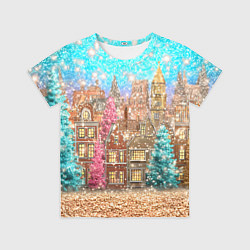 Футболка детская Новогодний город в блестках, цвет: 3D-принт