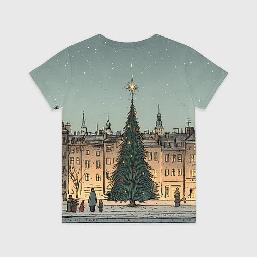 Детская футболка Новогодняя елка во дворе / 3D-принт – фото 2