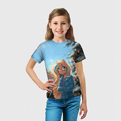 Футболка детская Лошадка на новогодней площади, цвет: 3D-принт — фото 2