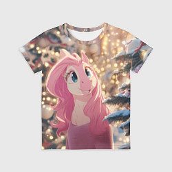 Футболка детская Удивленная лошадка - Новый год, цвет: 3D-принт