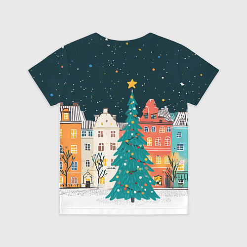 Детская футболка Новогодняя ночь в городе / 3D-принт – фото 2