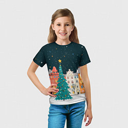 Футболка детская Новогодняя ночь в городе, цвет: 3D-принт — фото 2