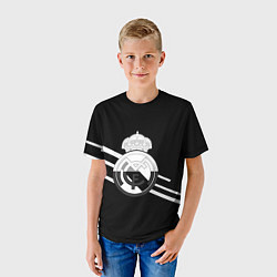 Футболка детская Реал Мадрид полосы текстура линии, цвет: 3D-принт — фото 2