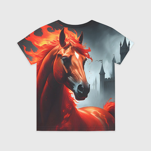 Детская футболка Огненная лошадь на сером / 3D-принт – фото 2