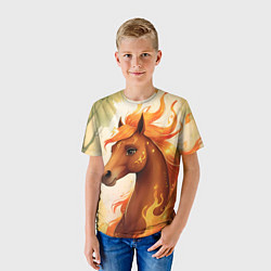 Футболка детская Милая огненная лошадь, цвет: 3D-принт — фото 2