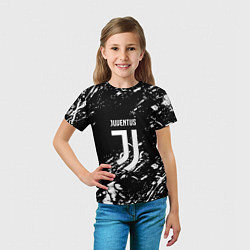 Футболка детская Juventus белые штрихи красок, цвет: 3D-принт — фото 2