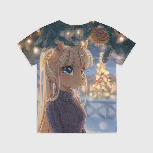 Детская футболка Новогодняя анимешная лошадка / 3D-принт – фото 2