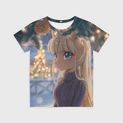 Футболка детская Новогодняя анимешная лошадка, цвет: 3D-принт