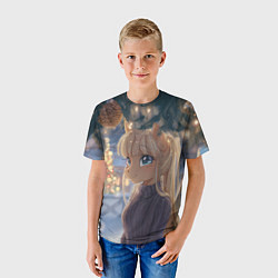 Футболка детская Новогодняя анимешная лошадка, цвет: 3D-принт — фото 2