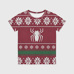 Футболка детская Рождественский свитер Человека паука, цвет: 3D-принт
