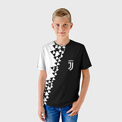 Футболка детская Juventus черно белая геометрия текстура, цвет: 3D-принт — фото 2