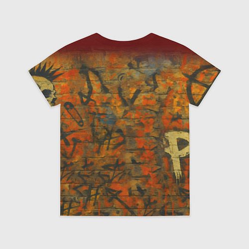 Детская футболка Абиссинская кошка на фоне кирпичной стены с граффи / 3D-принт – фото 2