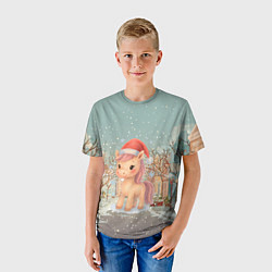 Футболка детская Маленькая новогодняя милая лошадка, цвет: 3D-принт — фото 2