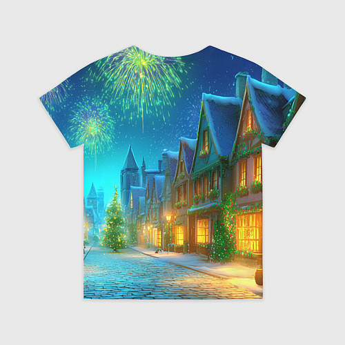 Детская футболка Новогодняя лошадка жует елочные ветки / 3D-принт – фото 2