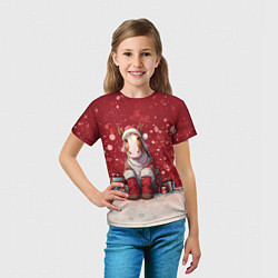 Футболка детская Лошадка в новогодних сапогах, цвет: 3D-принт — фото 2