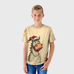 Футболка детская Задумчивая лошадь, цвет: 3D-принт — фото 2