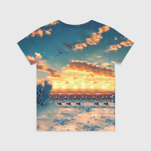 Детская футболка Новогодняя комическая лошадь в лесу / 3D-принт – фото 2