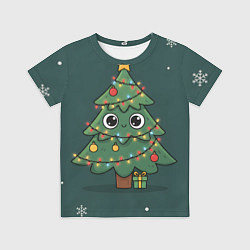Футболка детская Новогодняя елочка с огоньками, цвет: 3D-принт