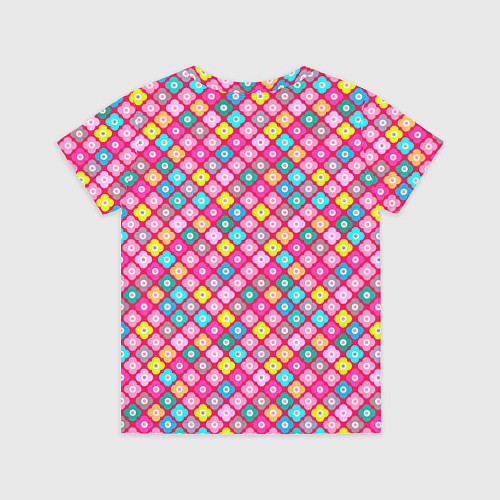 Детская футболка Разноцветный цветочный узор ретро / 3D-принт – фото 2