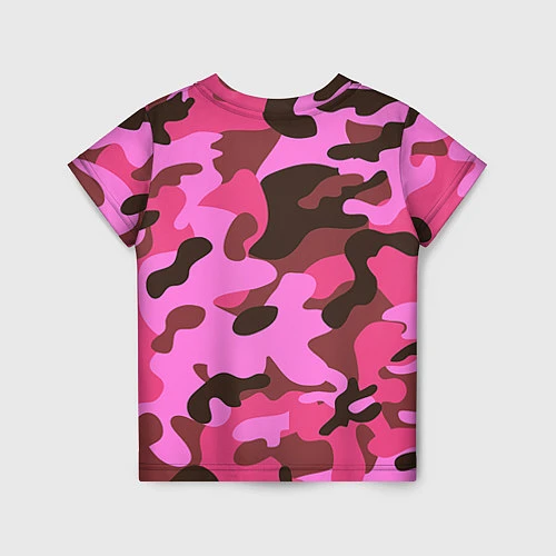 Детская футболка Камуфляж: розовый/коричневый / 3D-принт – фото 2