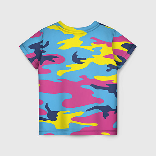 Детская футболка Камуфляж: голубой/розовый/желтый / 3D-принт – фото 2
