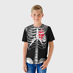 Футболка детская Скелет с сердцем, цвет: 3D-принт — фото 2