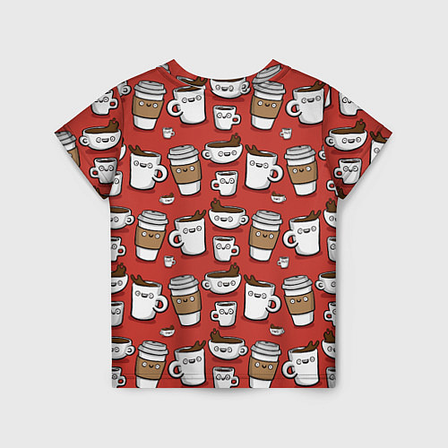 Детская футболка Веселые чашки кофе / 3D-принт – фото 2