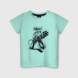 Футболка хлопковая детская Fallout 4: Machine gun, цвет: мятный