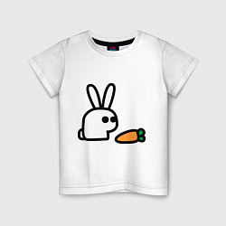 Футболка хлопковая детская Заяц и морковка, цвет: белый