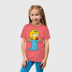 Футболка хлопковая детская Maggie Simpson, цвет: коралловый — фото 2