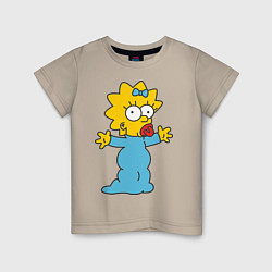 Футболка хлопковая детская Maggie Simpson, цвет: миндальный