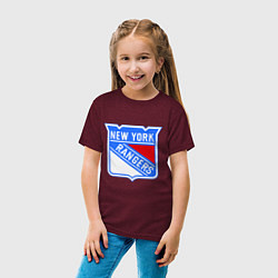 Футболка хлопковая детская New York Rangers, цвет: меланж-бордовый — фото 2