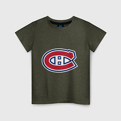 Футболка хлопковая детская Montreal Canadiens цвета меланж-хаки — фото 1
