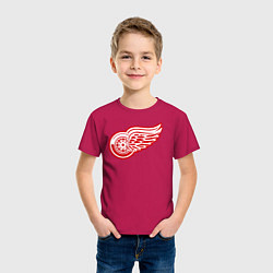 Футболка хлопковая детская Detroit Red Wings, цвет: маджента — фото 2