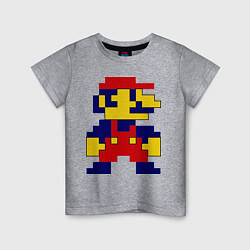 Футболка хлопковая детская Pixel Mario, цвет: меланж