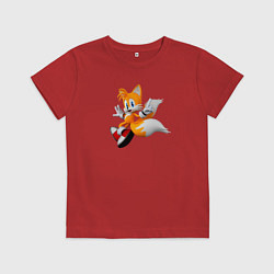 Футболка хлопковая детская Лисенок Тейлз, цвет: красный
