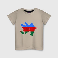 Футболка хлопковая детская Azerbaijan map, цвет: миндальный