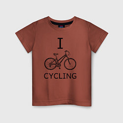 Футболка хлопковая детская I love cycling, цвет: кирпичный