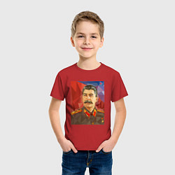 Футболка хлопковая детская Сталин: полигоны, цвет: красный — фото 2