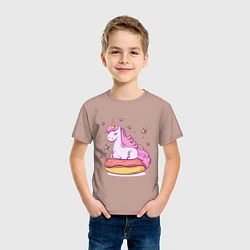 Футболка хлопковая детская Единорог на пончике, цвет: пыльно-розовый — фото 2