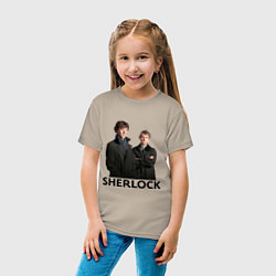 Футболка хлопковая детская Sherlock, цвет: миндальный — фото 2