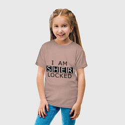 Футболка хлопковая детская I am Sherlocked, цвет: пыльно-розовый — фото 2