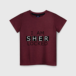 Футболка хлопковая детская I am Sherlocked, цвет: меланж-бордовый